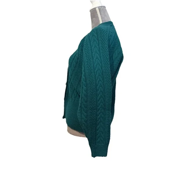 Vintage Wool Pendleton Green Women's Sweater Gold Buttons Classic Old Money LG - Picture 4 of 9